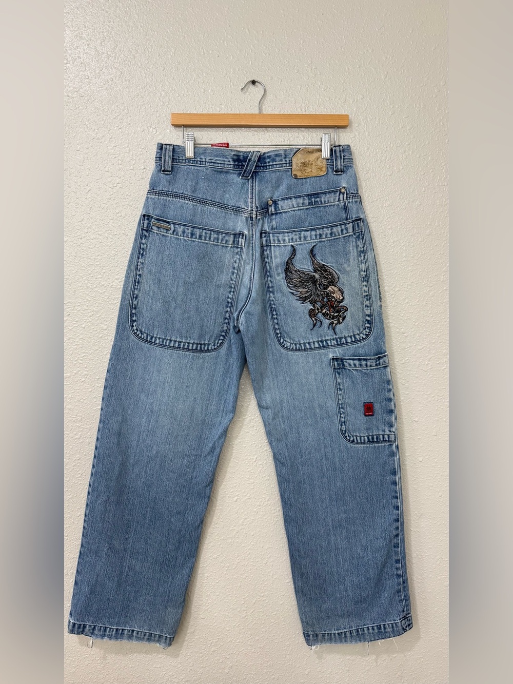 JNCO Jeans 32x32 Baggy Wide Leg Carpenter Winged Skull Embroidered Denim